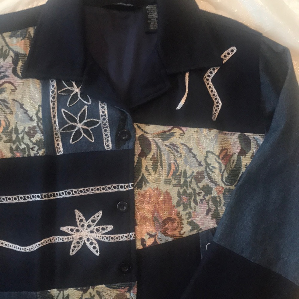 Wool/Denim/Tapestry Patchwork & Embroidered Jacket - image 3